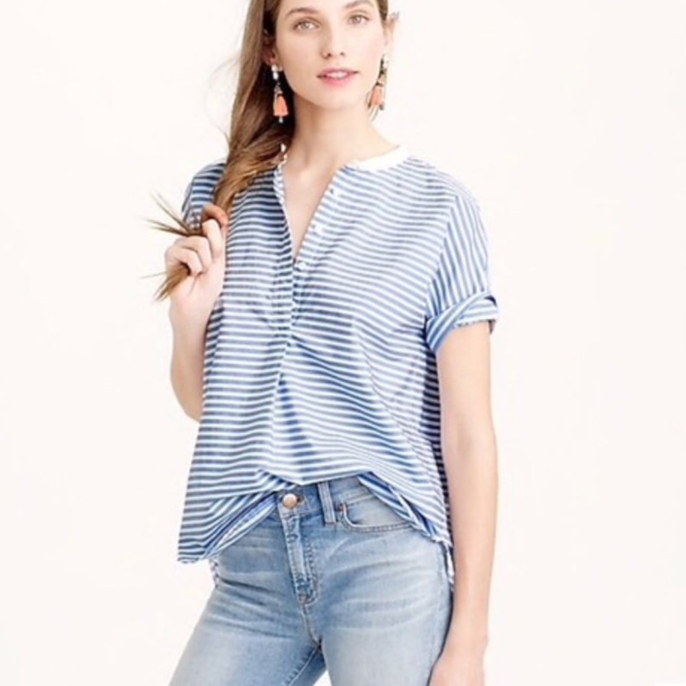 J. Crew Striped Popover Tunic Shirt